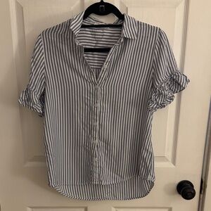 beachlunchlounge Blue and White Striped Button Down Shirt